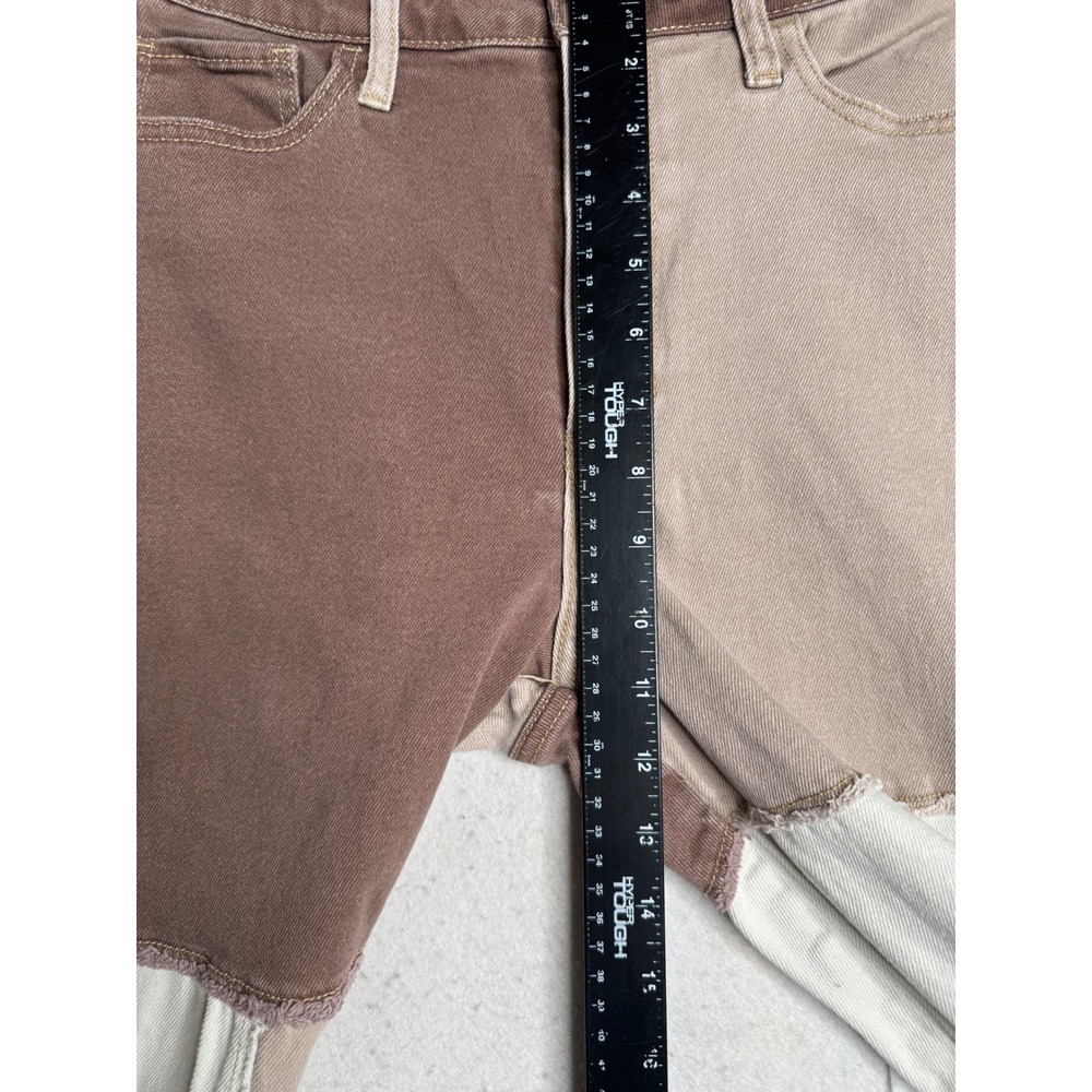 Hollister Ultra High-Rise Dad Jeans Patchwork Brown Tan Cream W27 L31 Colorblock - Picture 3 of 8